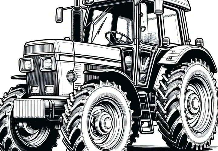 Modern tractor: Coloring picture to download (Free)