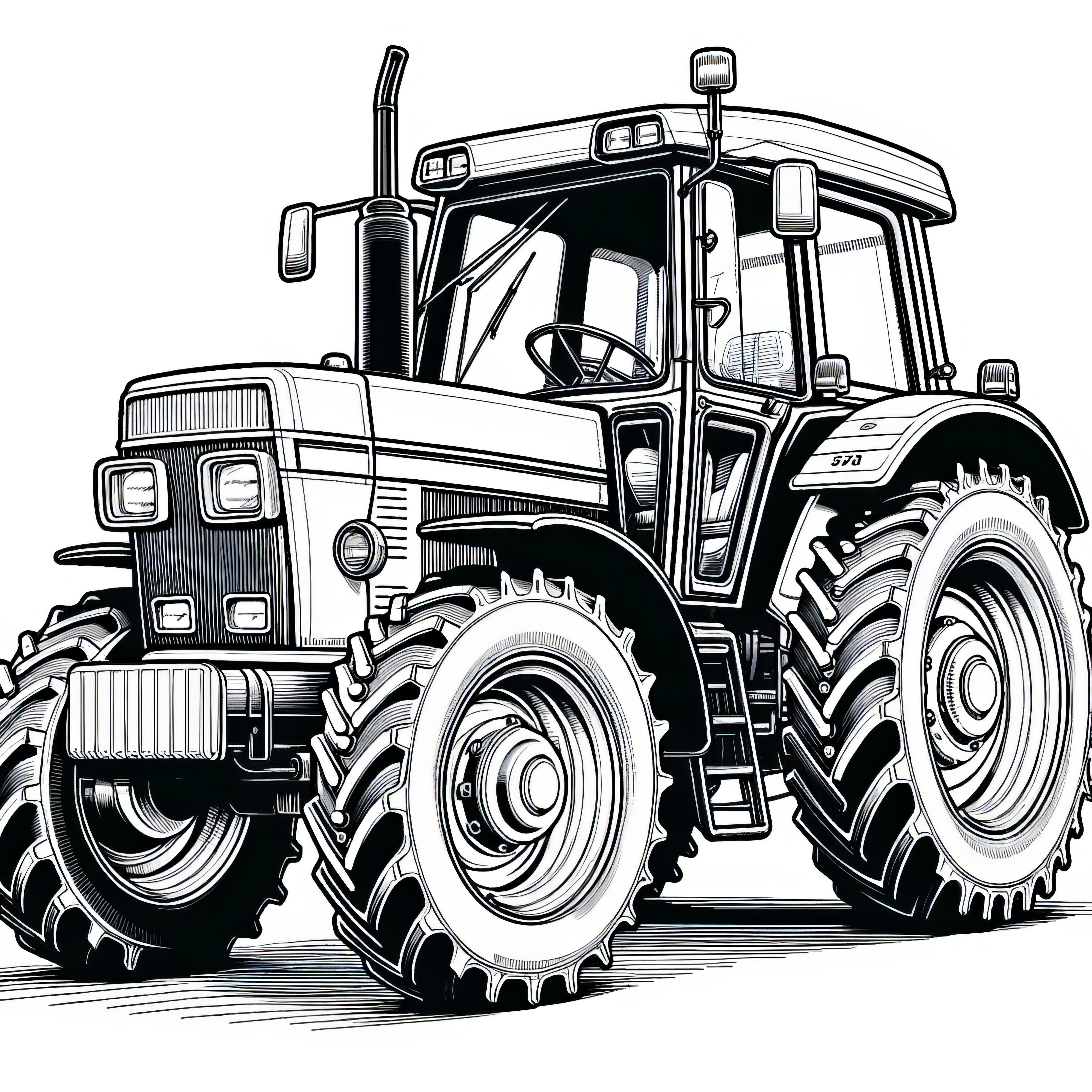 Modern tractor: Coloring picture for download (Free)