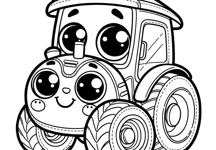 Toy tractor: Simple coloring picture for children (Free)