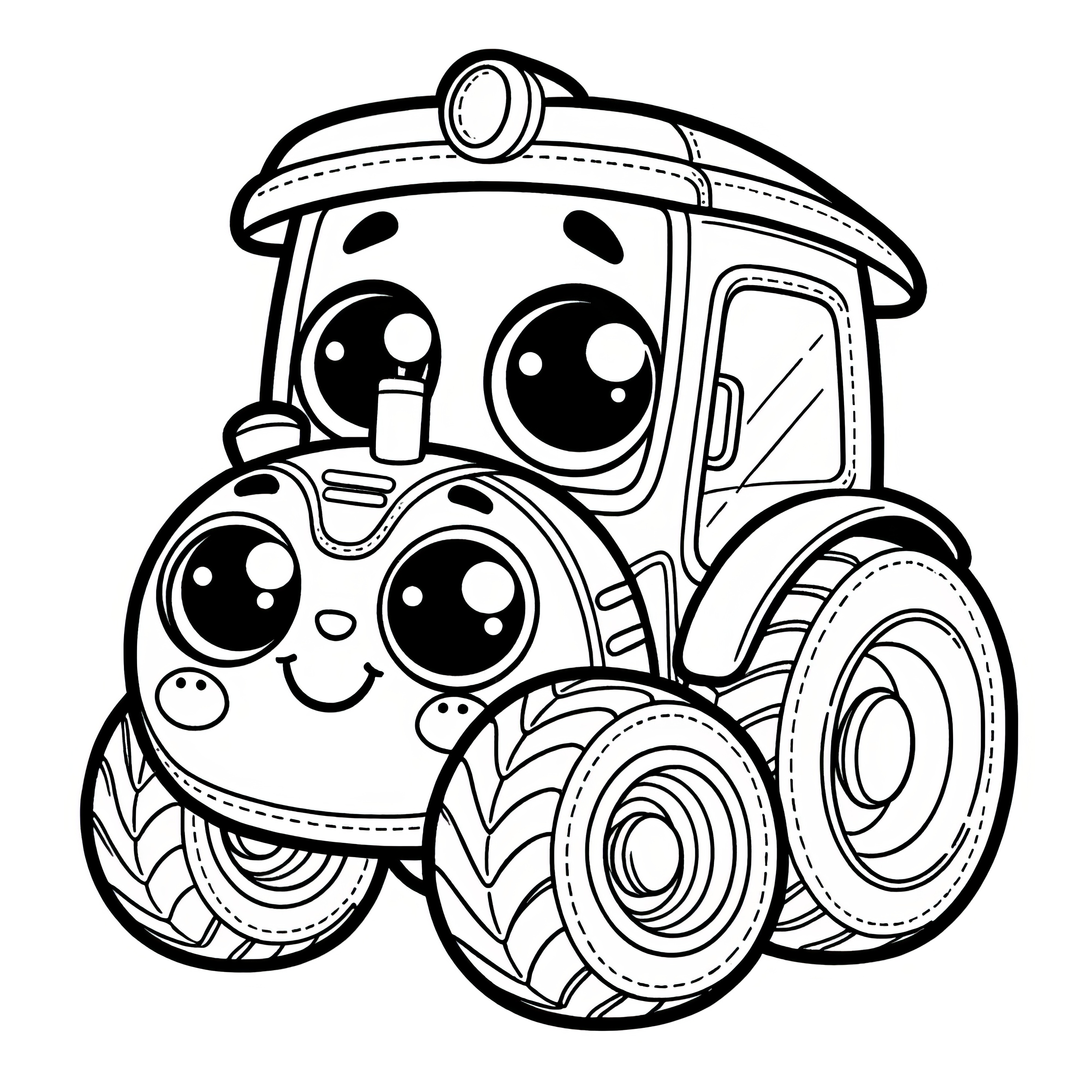 Traktor mainan: Gambar mewarnai sederhana untuk anak-anak (Gratis)