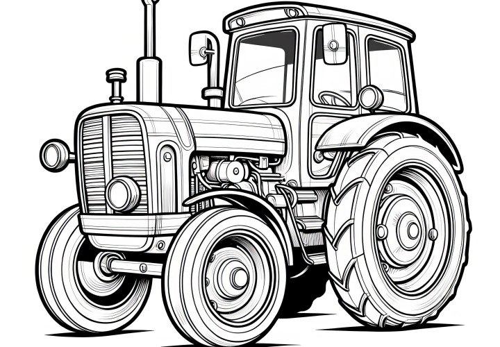 Tractor for coloring: Complex coloring picture for download (Free)