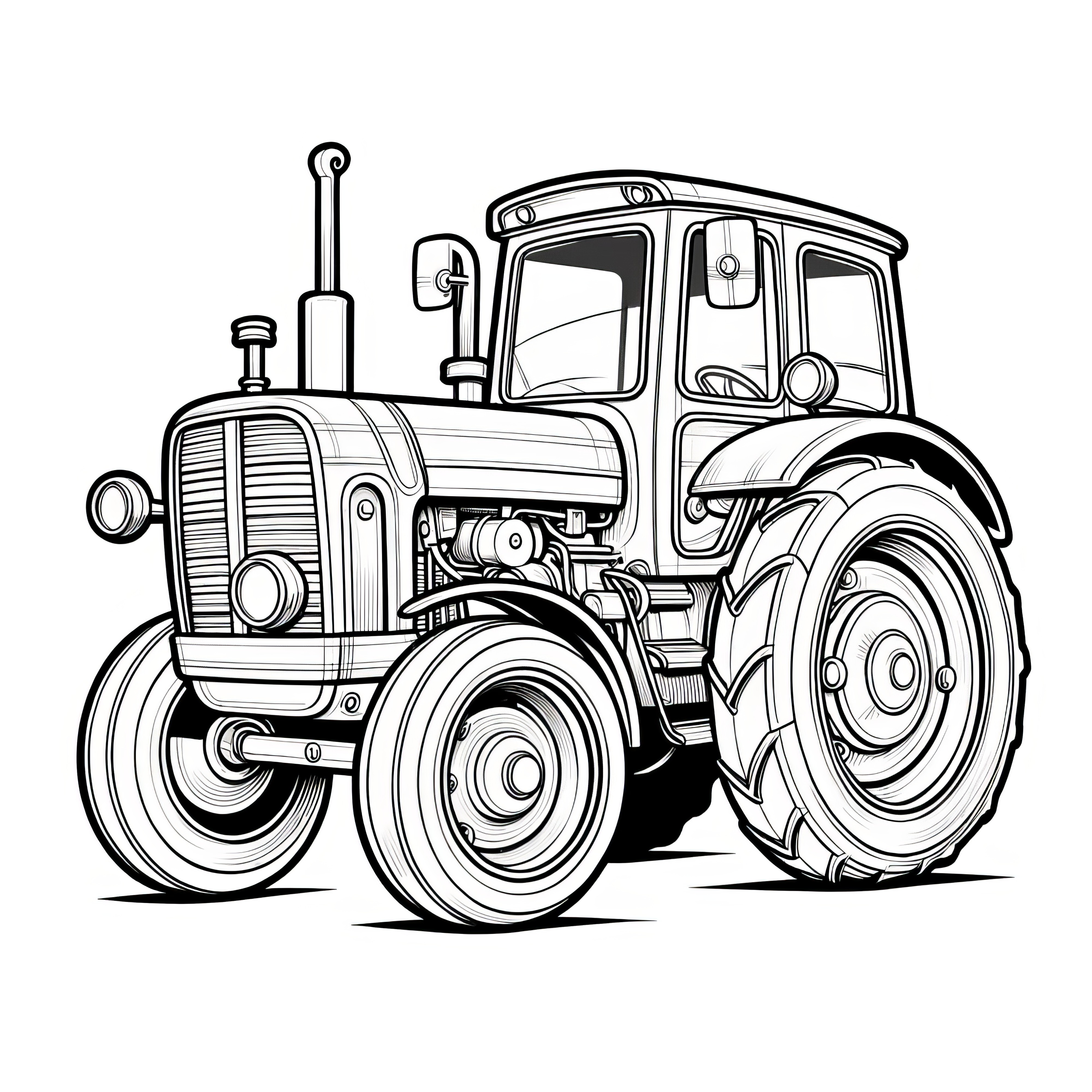 Tractor for coloring: Complex coloring picture for download (Free)