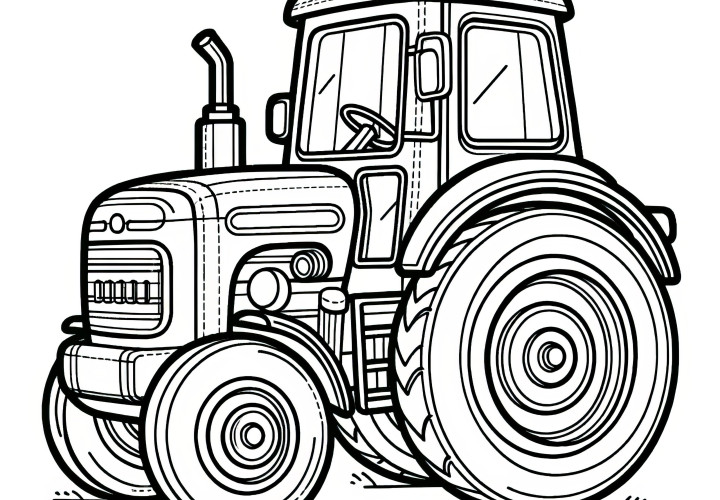 Simple tractor: Coloring sheet for children for free download