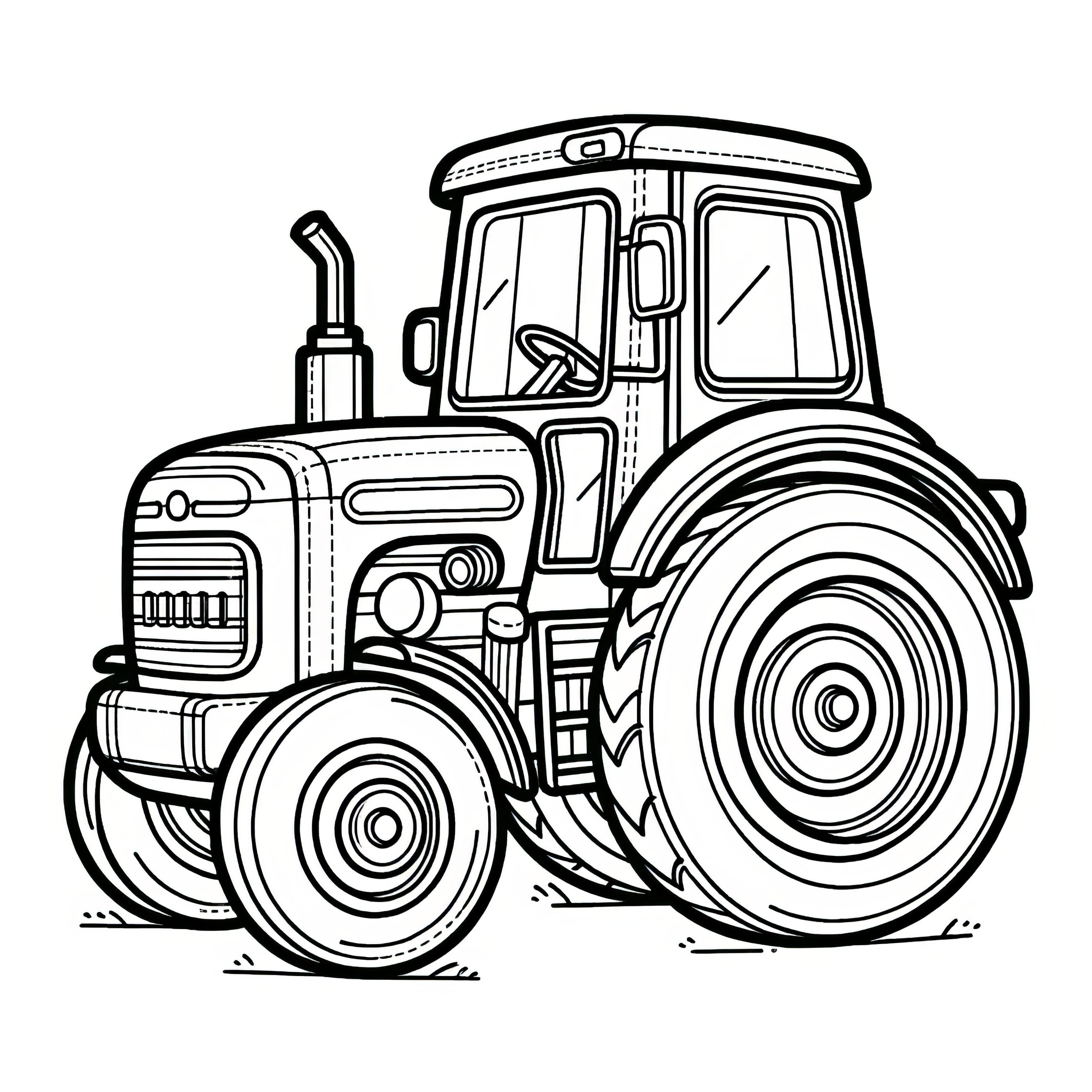 Simple tractor: Coloring page for kids for free download