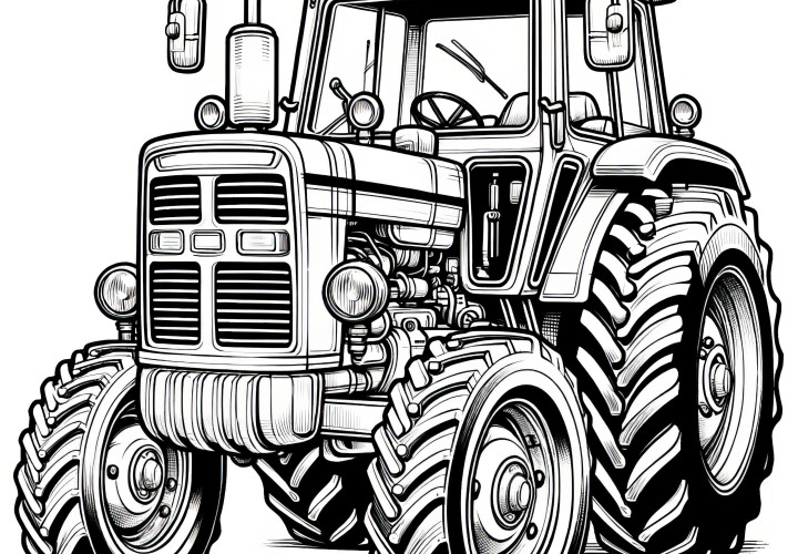 Realistic coloring page of a tractor (Free)