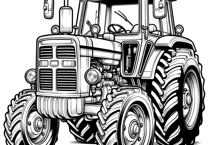 Realistic coloring page of a tractor (Free)