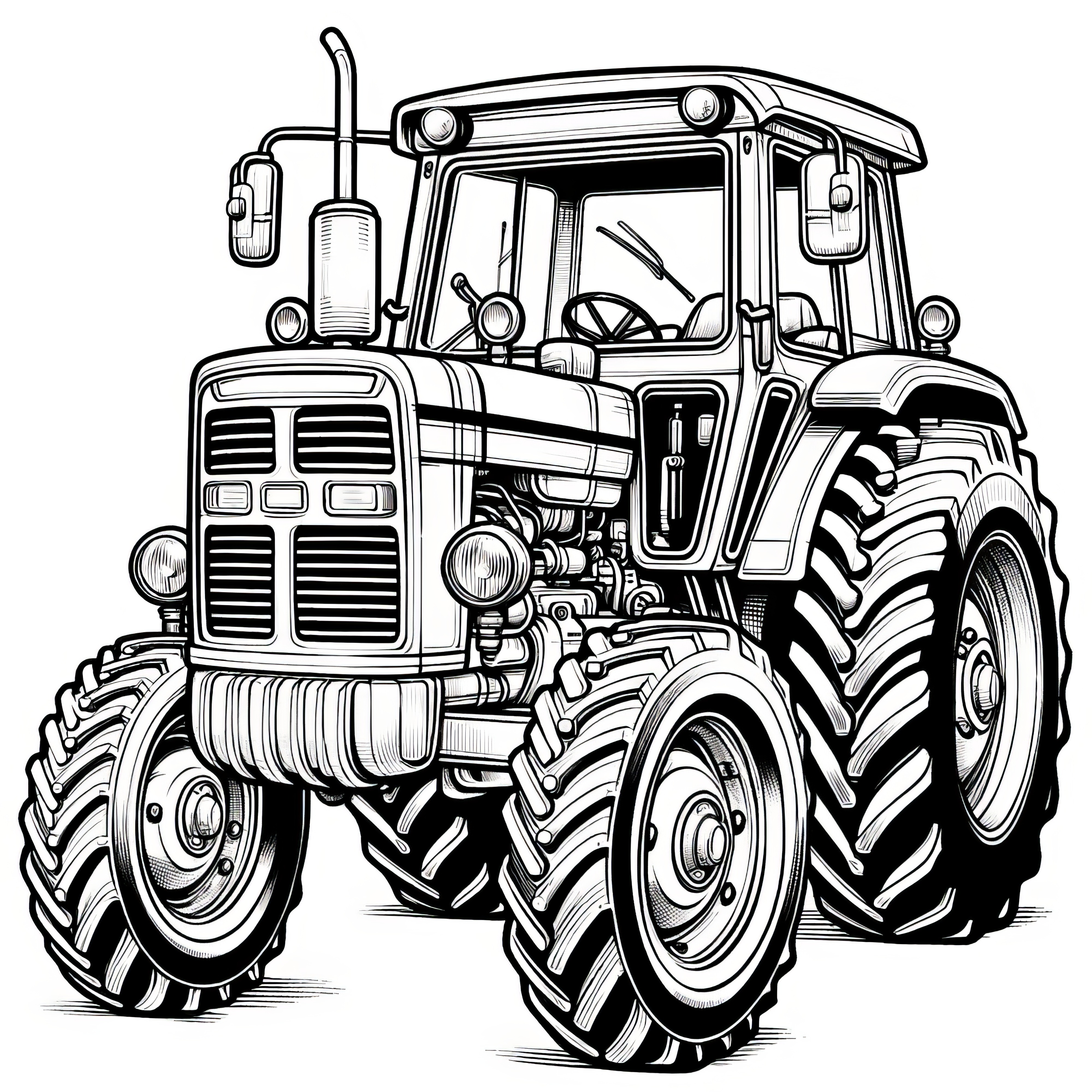 Realistic coloring page of a tractor (Free)