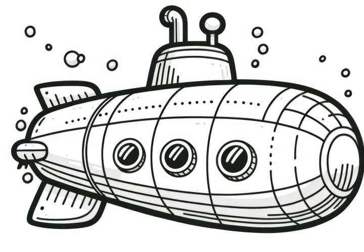 Submarine for coloring: Now available for free download