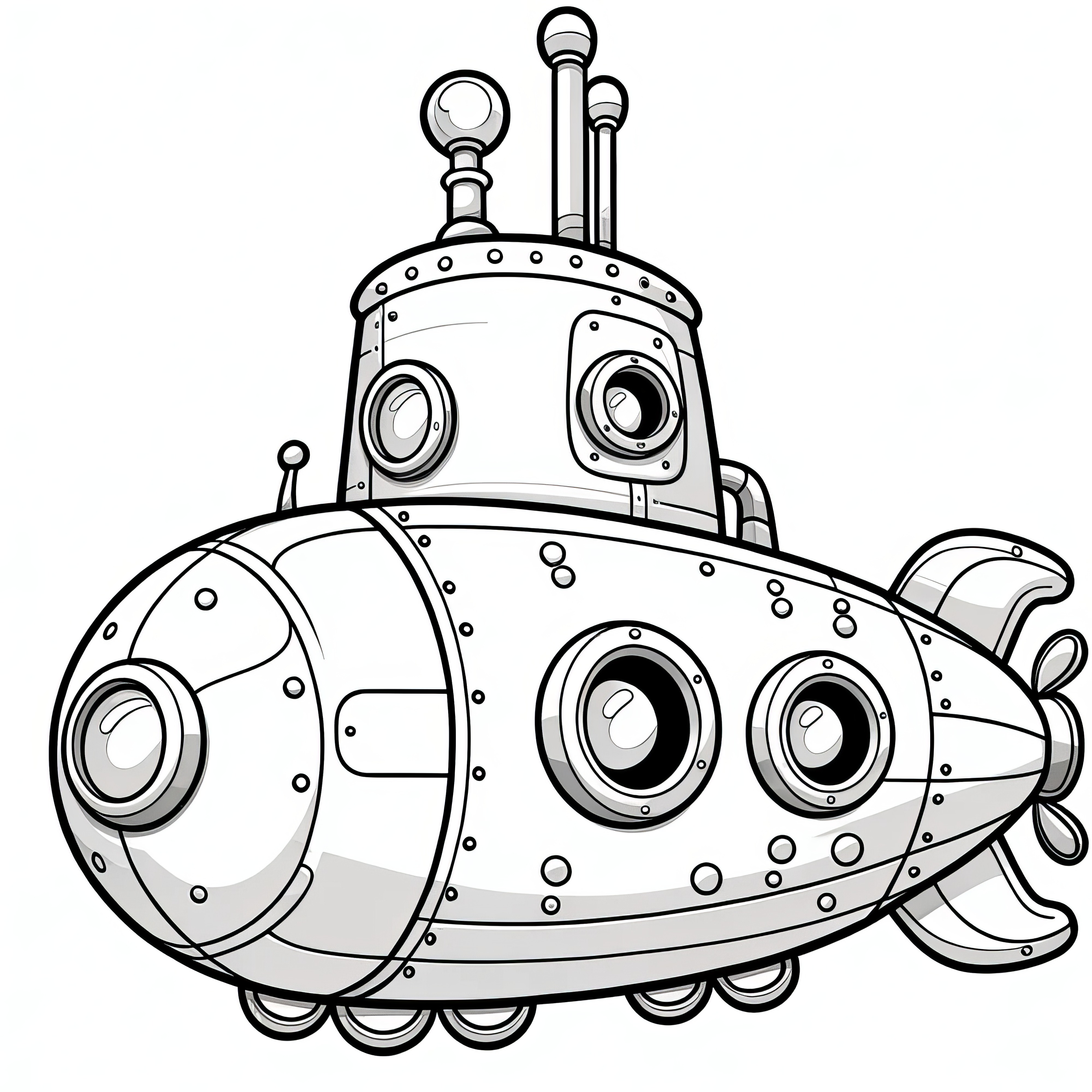 Submarine: Simple coloring page for children (Free)