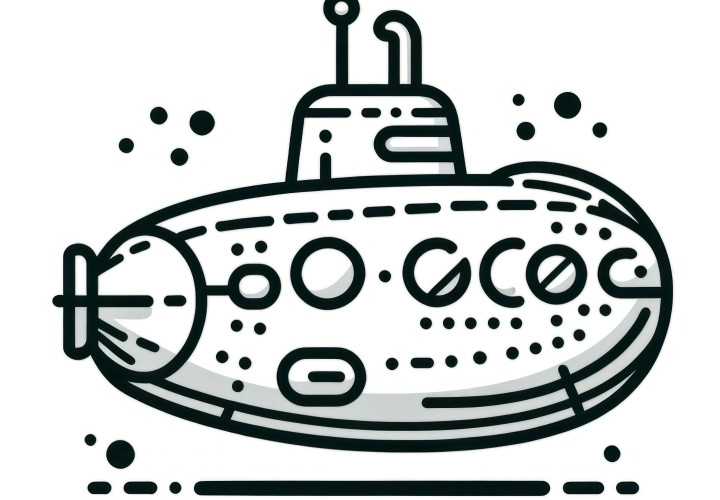 Página para colorir simples: Submarino para descarregar (gratuito)