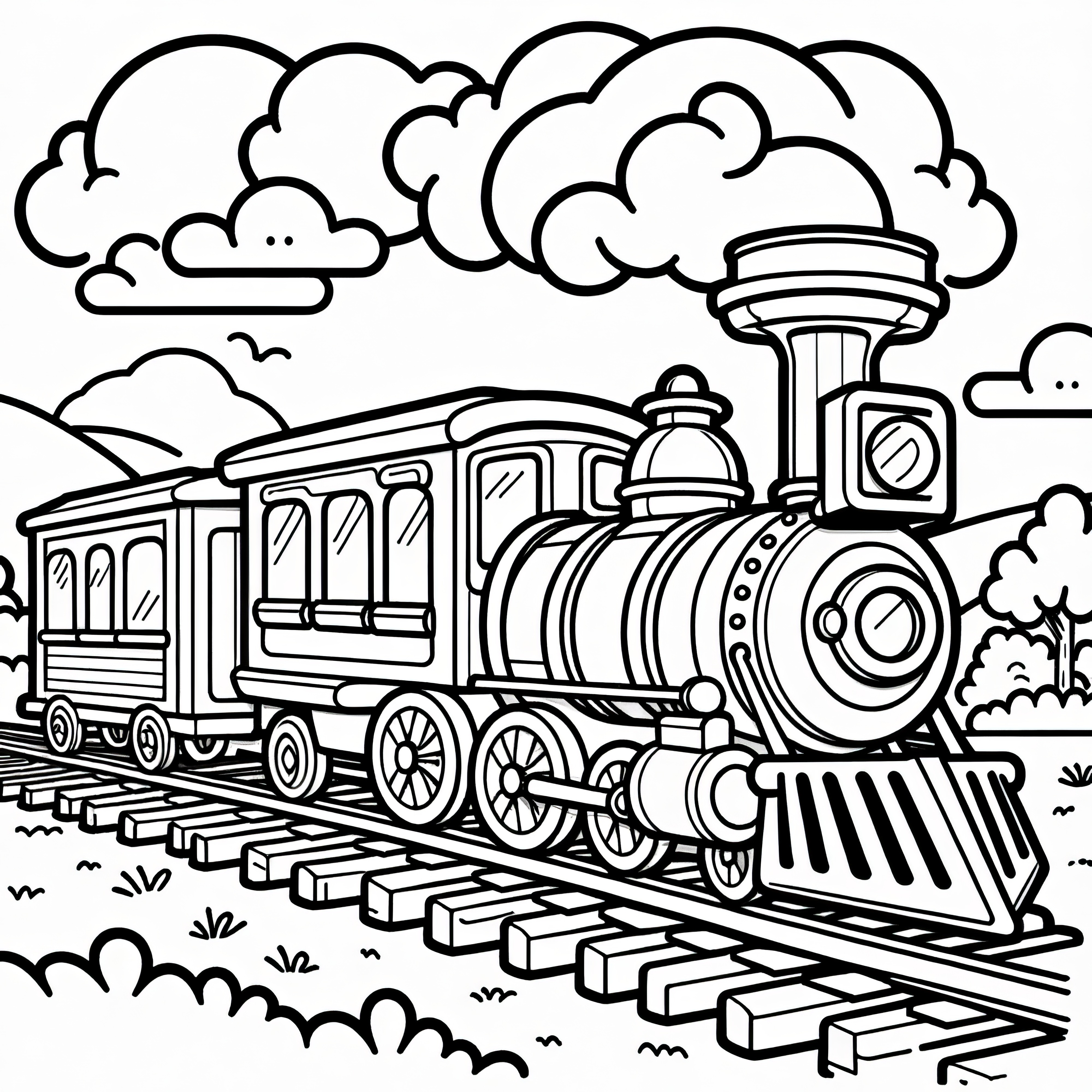 Adventure on Rails: Simple Steam Locomotive for Children to Color (Free)