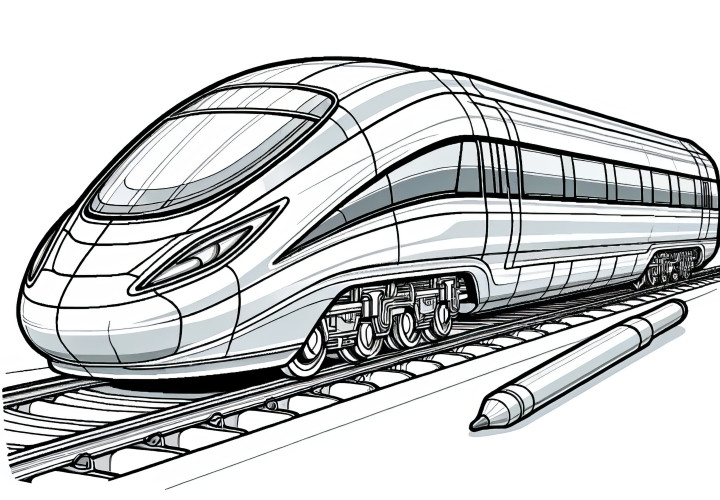 Train rapide moderne : coloriage à télécharger (gratuit)