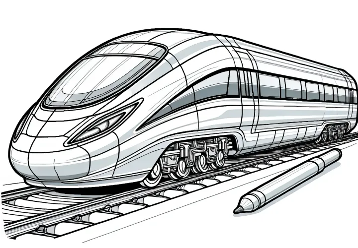 Modern express train: coloring picture for download (free)