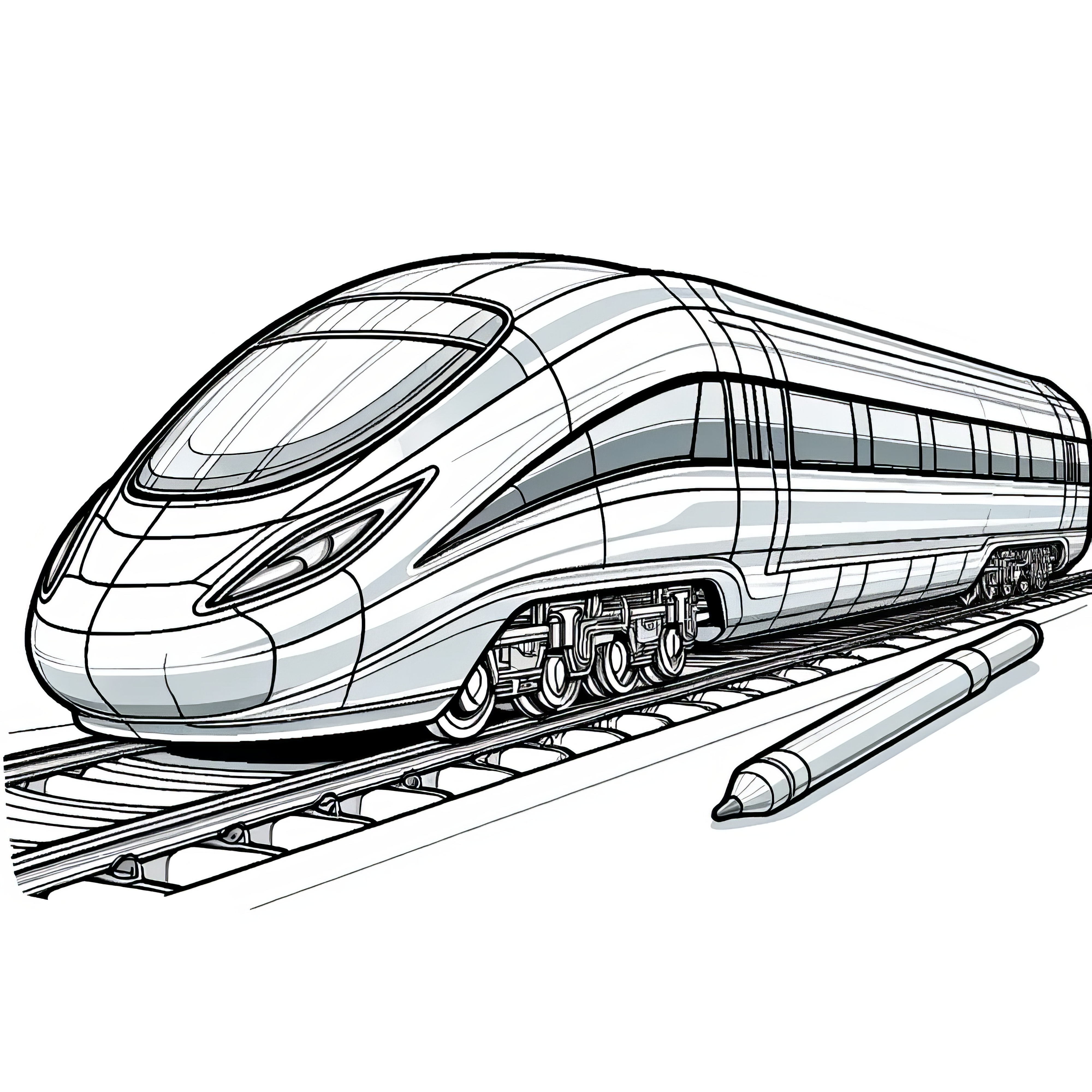 Modern high-speed train: Coloring picture for download (Free)