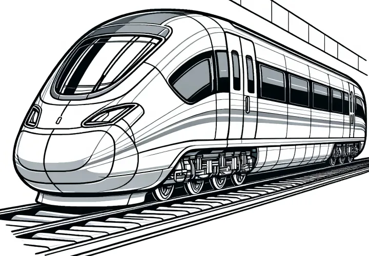 Standing high-speed train at the train station: Coloring picture for download (Free)