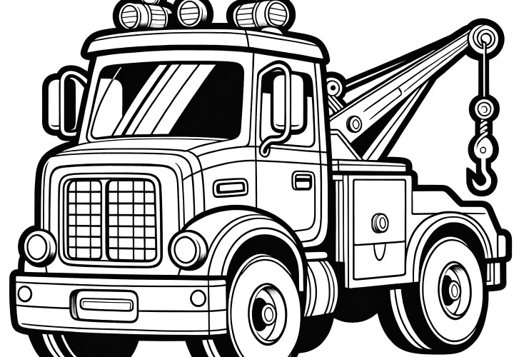 Tow truck: Simple coloring page (free)