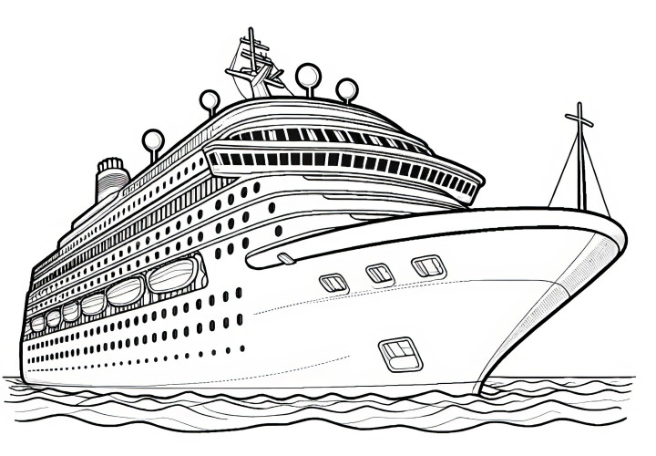 Modern cruise ship: Your coloring picture for download (Free)