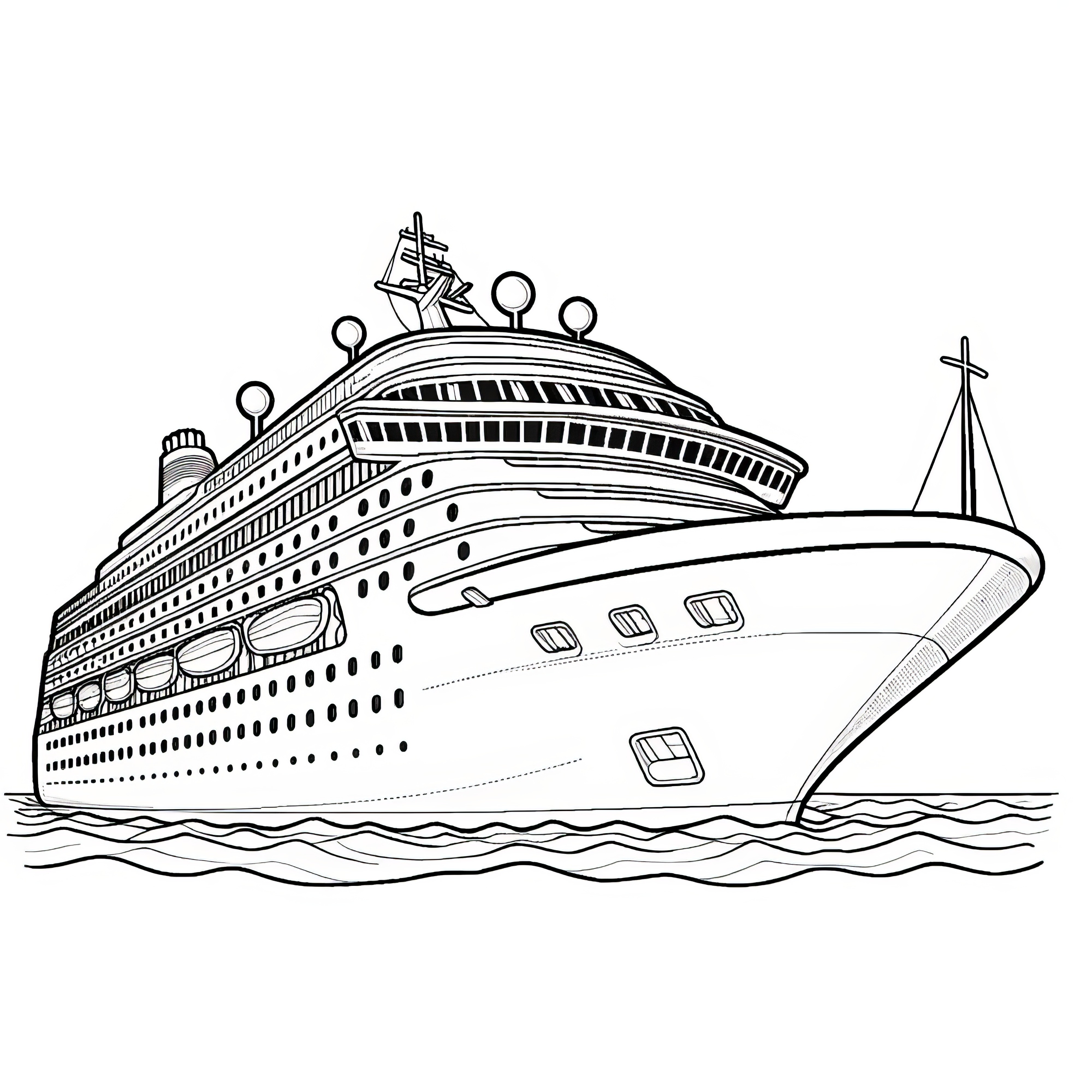 Navire de croisière moderne : Votre coloriage à télécharger (gratuitement)