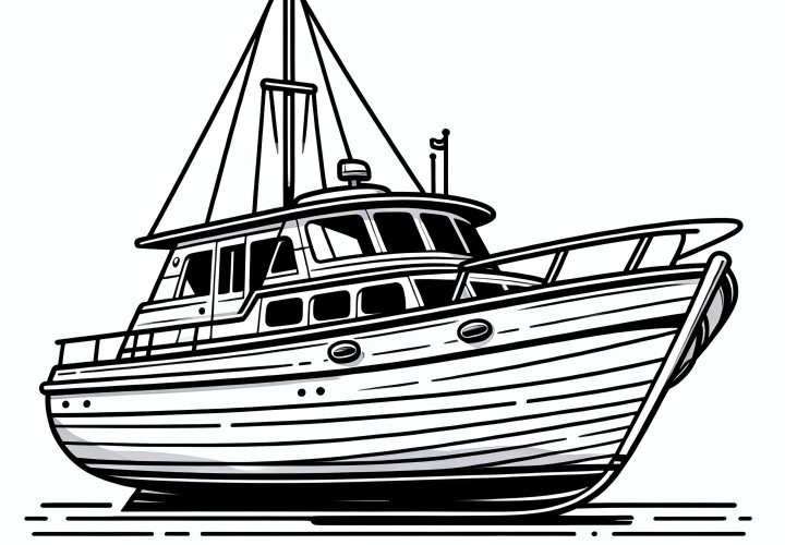 Image de coloriage d'un vieux yacht : Gratuit à télécharger