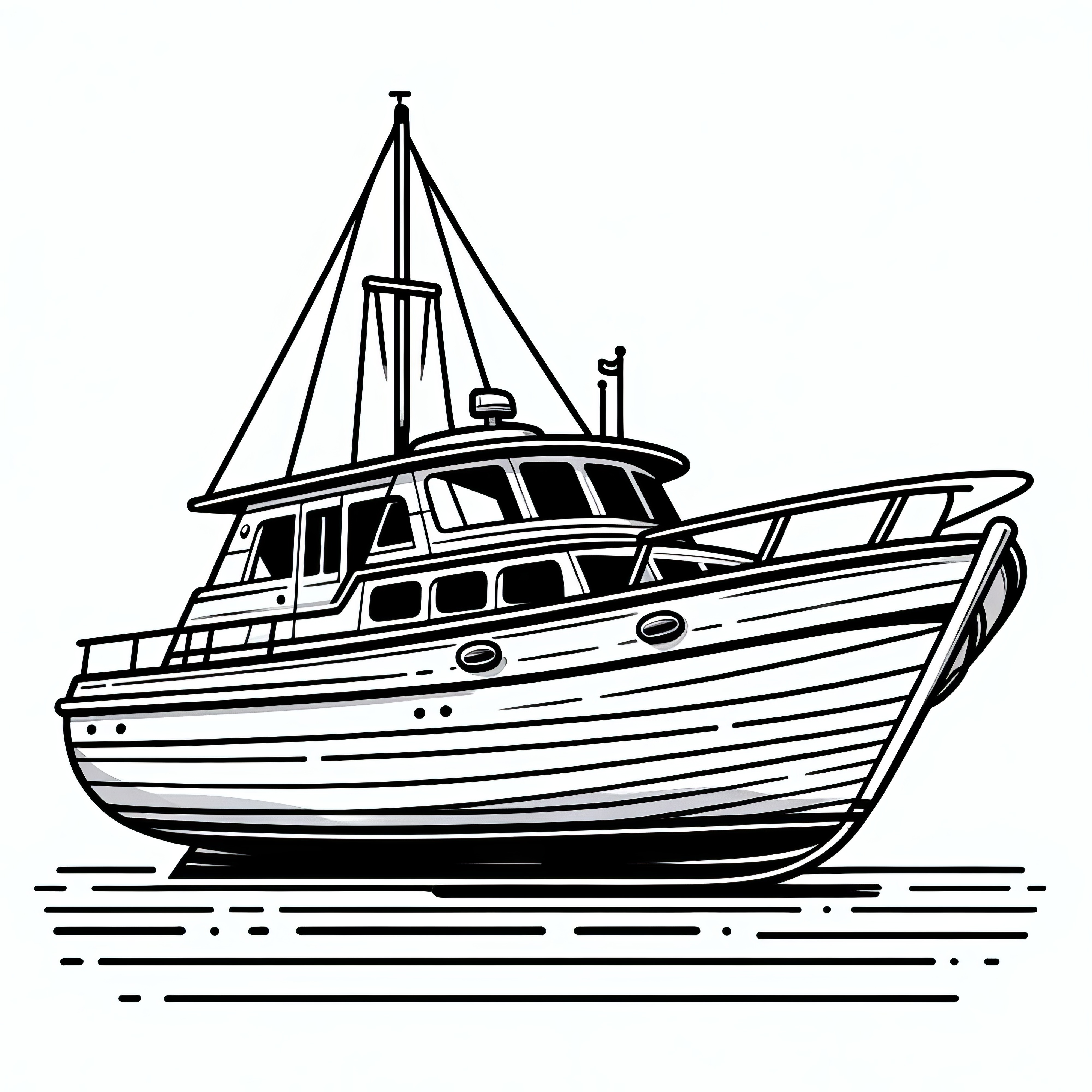 Old Yacht Coloring Page: Free to Download