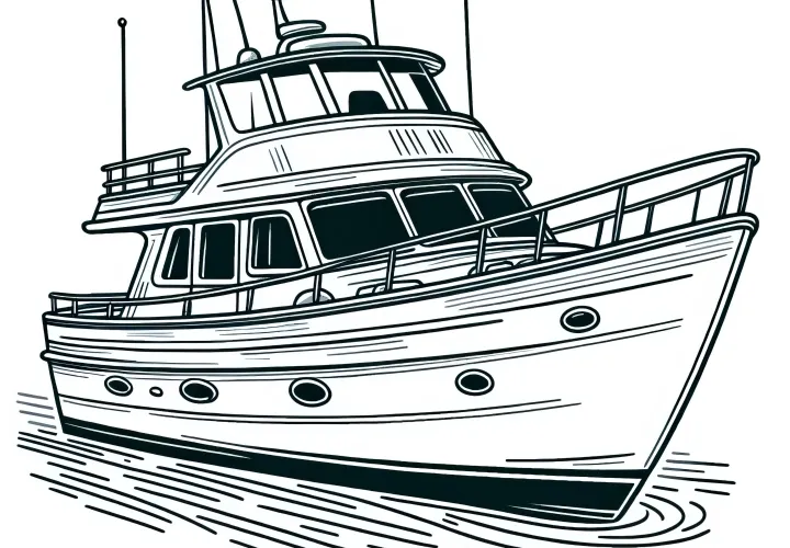 Modern yacht: Your coloring page for download (free)