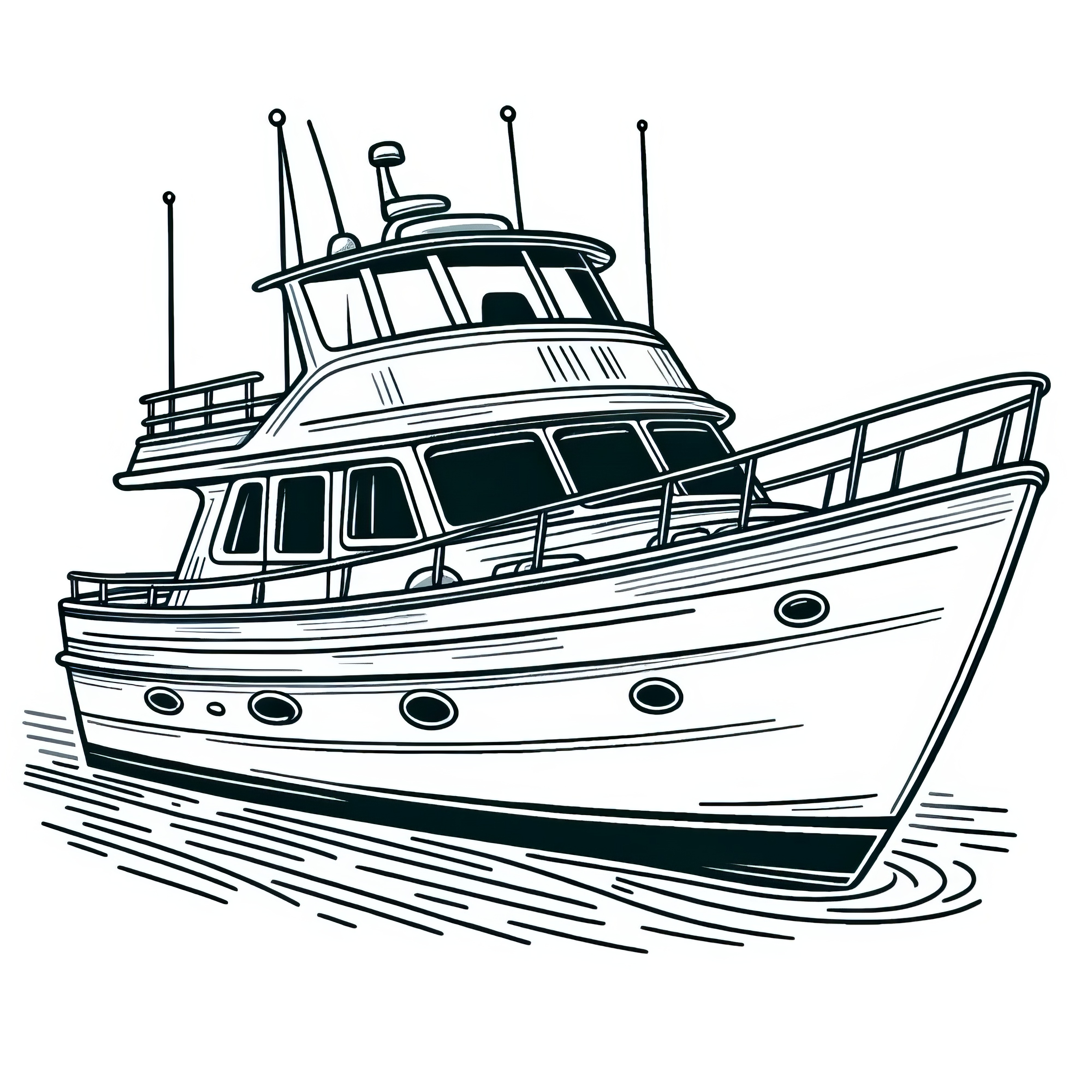 Modern yacht: Your coloring page for download (free)