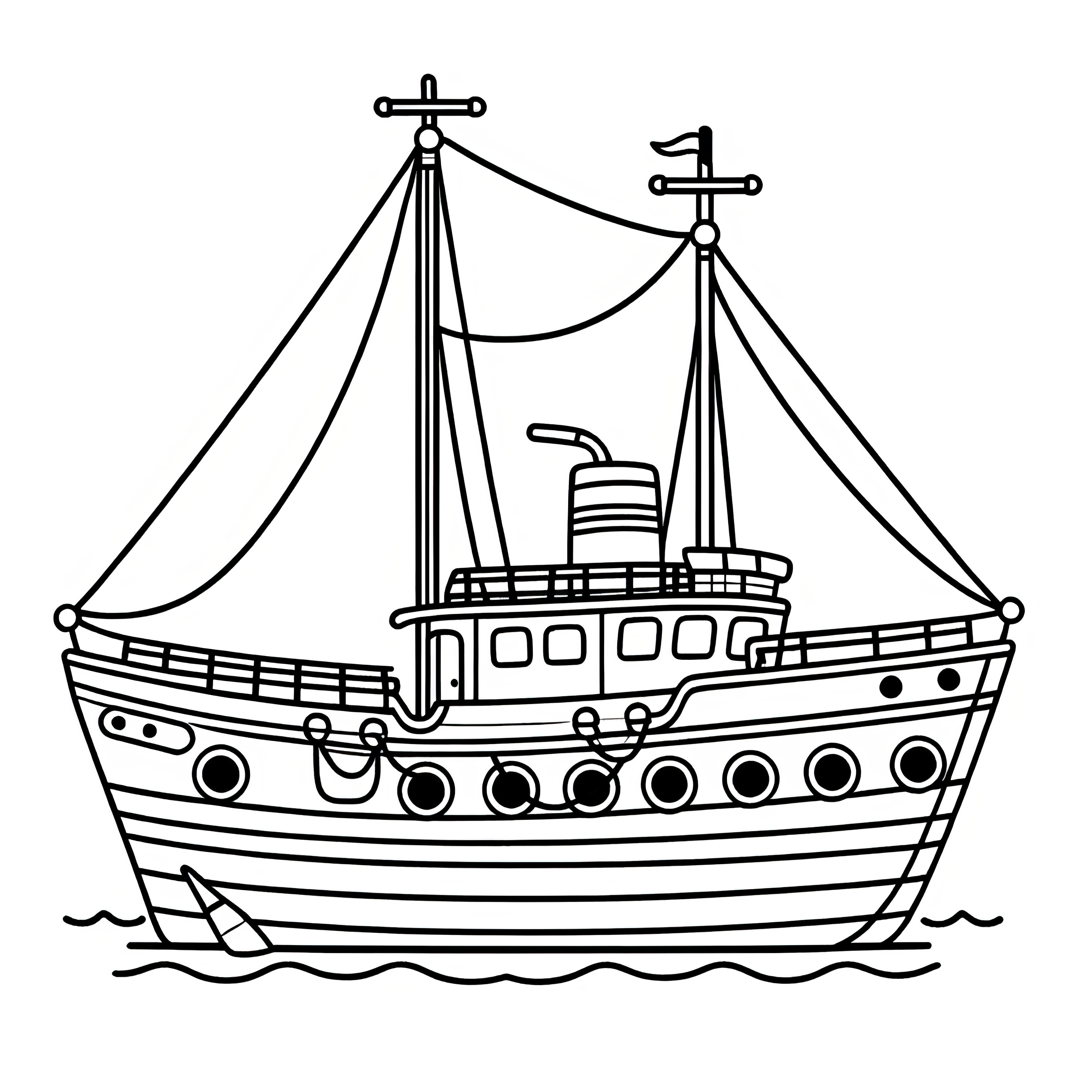 Joli bateau à colorier : Modèle de coloriage pour enfants (gratuit)