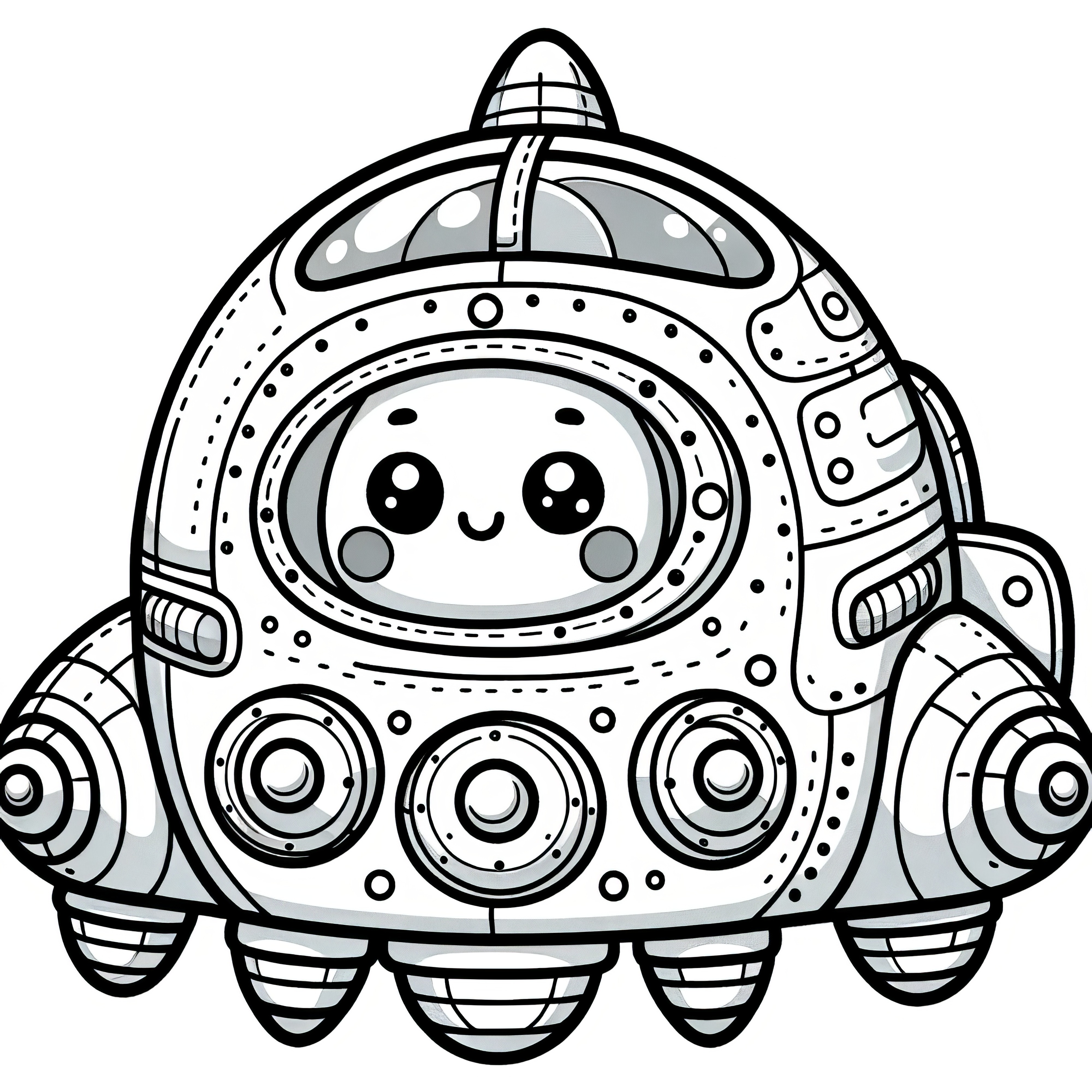 Cute coloring page: Alien and UFO (Free)