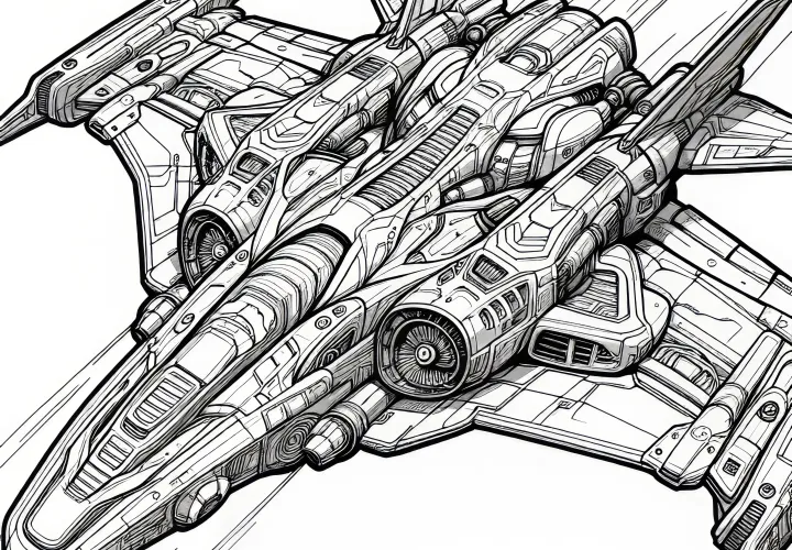 Futuristic space fighter as a coloring page (Free)