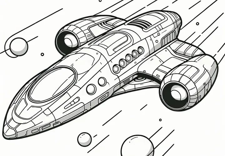 Futuristic space transporter as a coloring picture (Free)