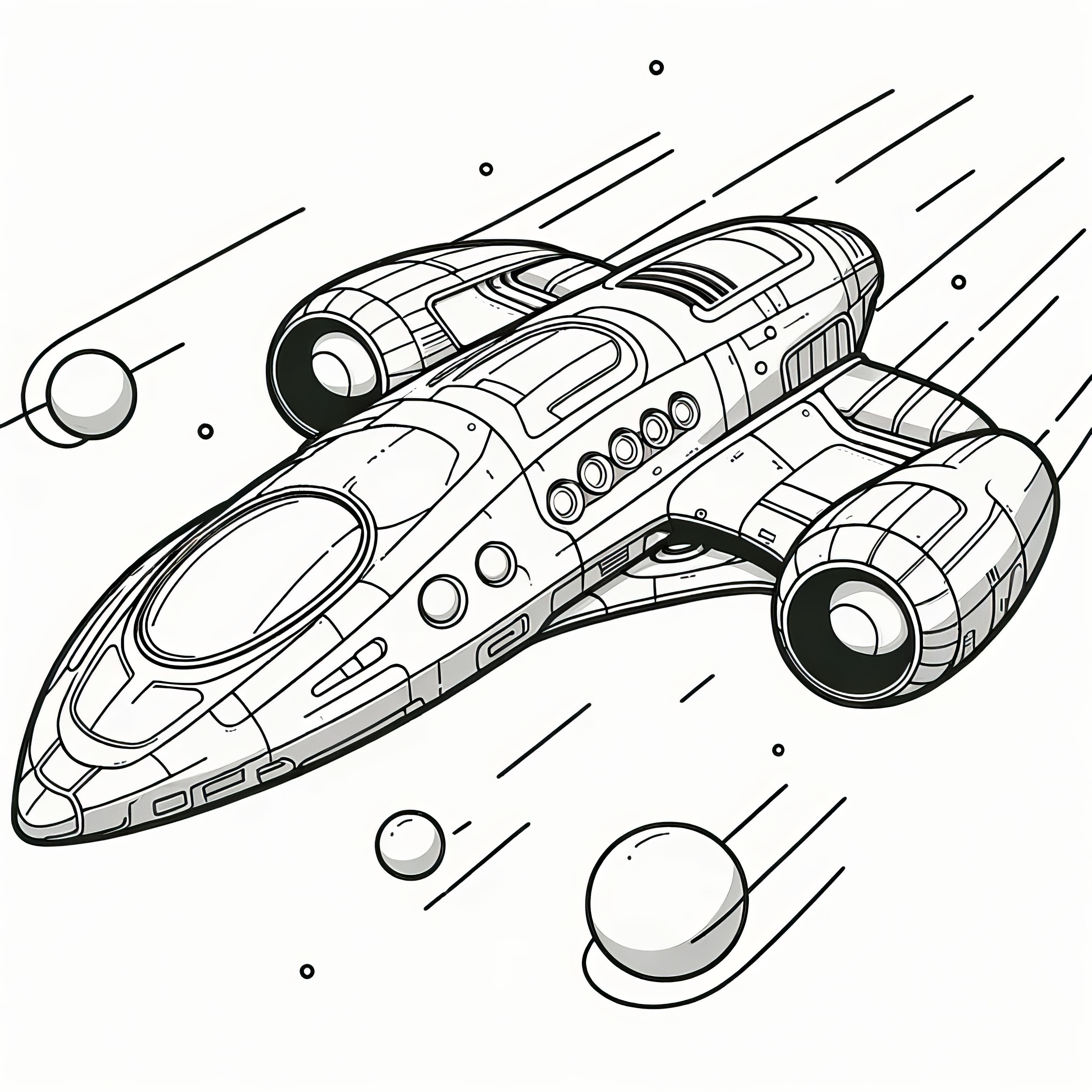 Futuristic space transporter as a coloring picture (Free)