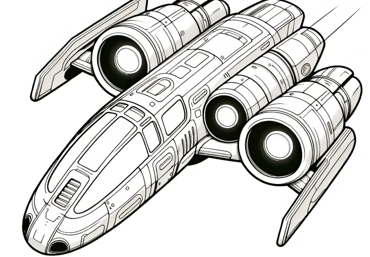 Futuristic space shuttle: Coloring picture for download (Free)