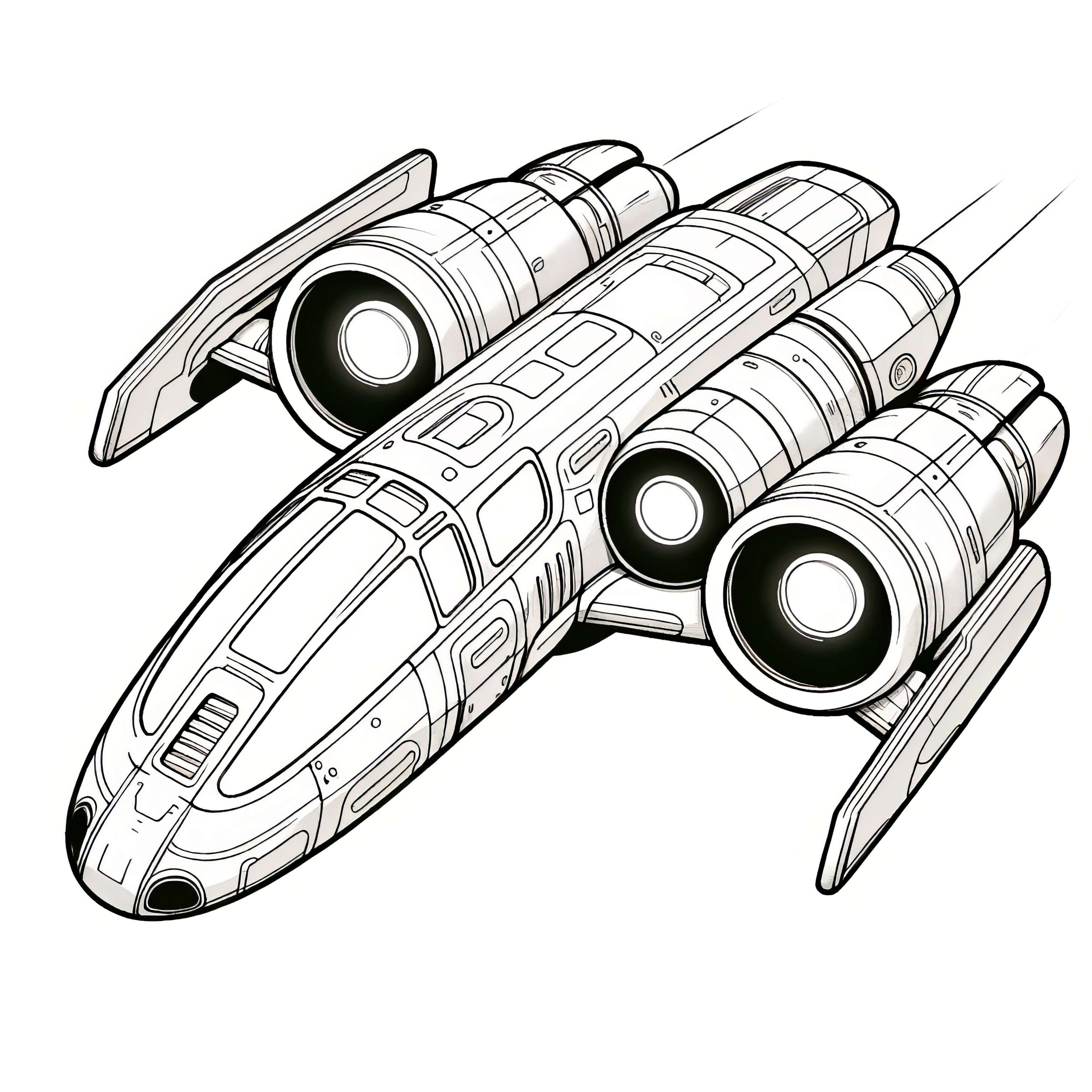 Futuristic space shuttle: Coloring picture for download (free)