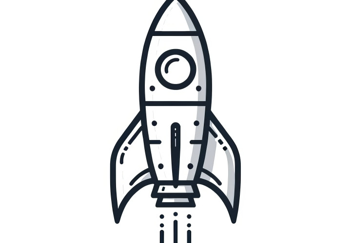 Simple coloring picture of a rocket for children (Free)