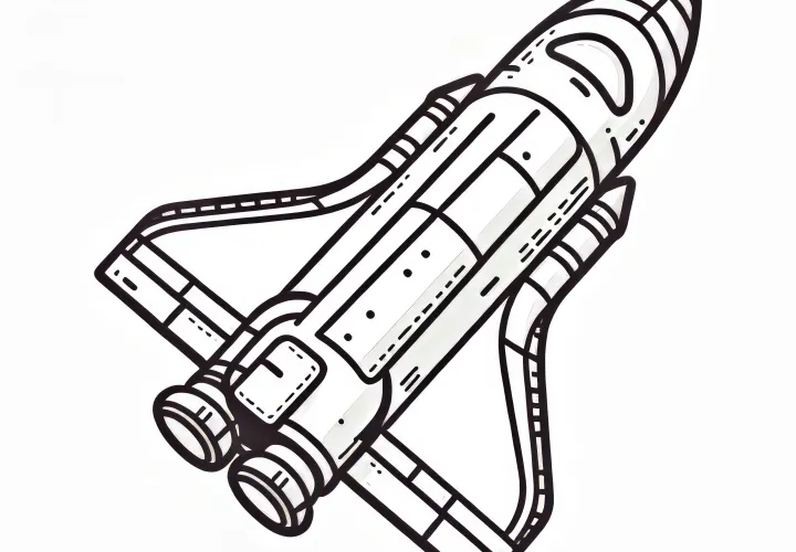 Space Shuttle: Simple coloring picture for download (Free)