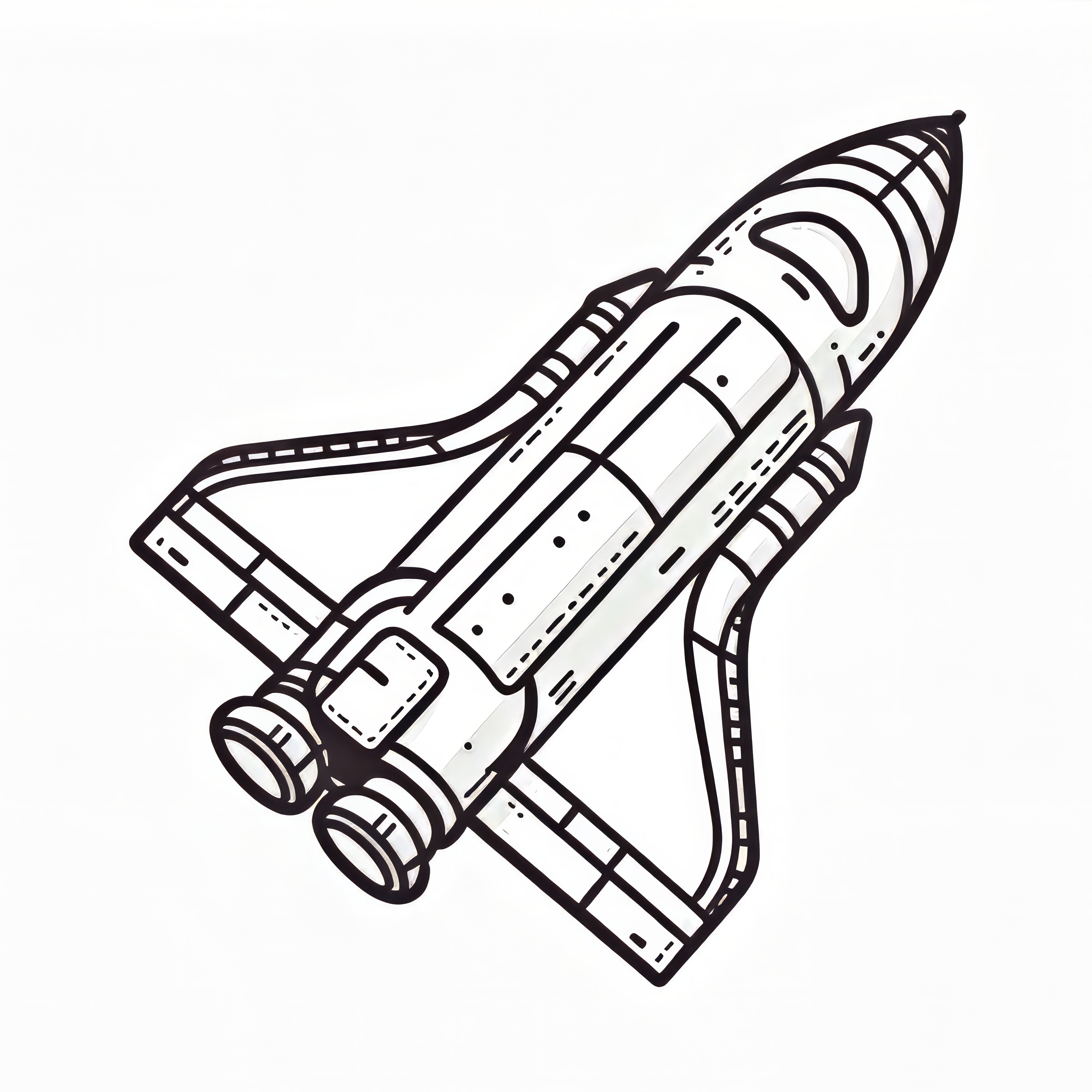 Space Shuttle: Simple coloring picture for download (Free)