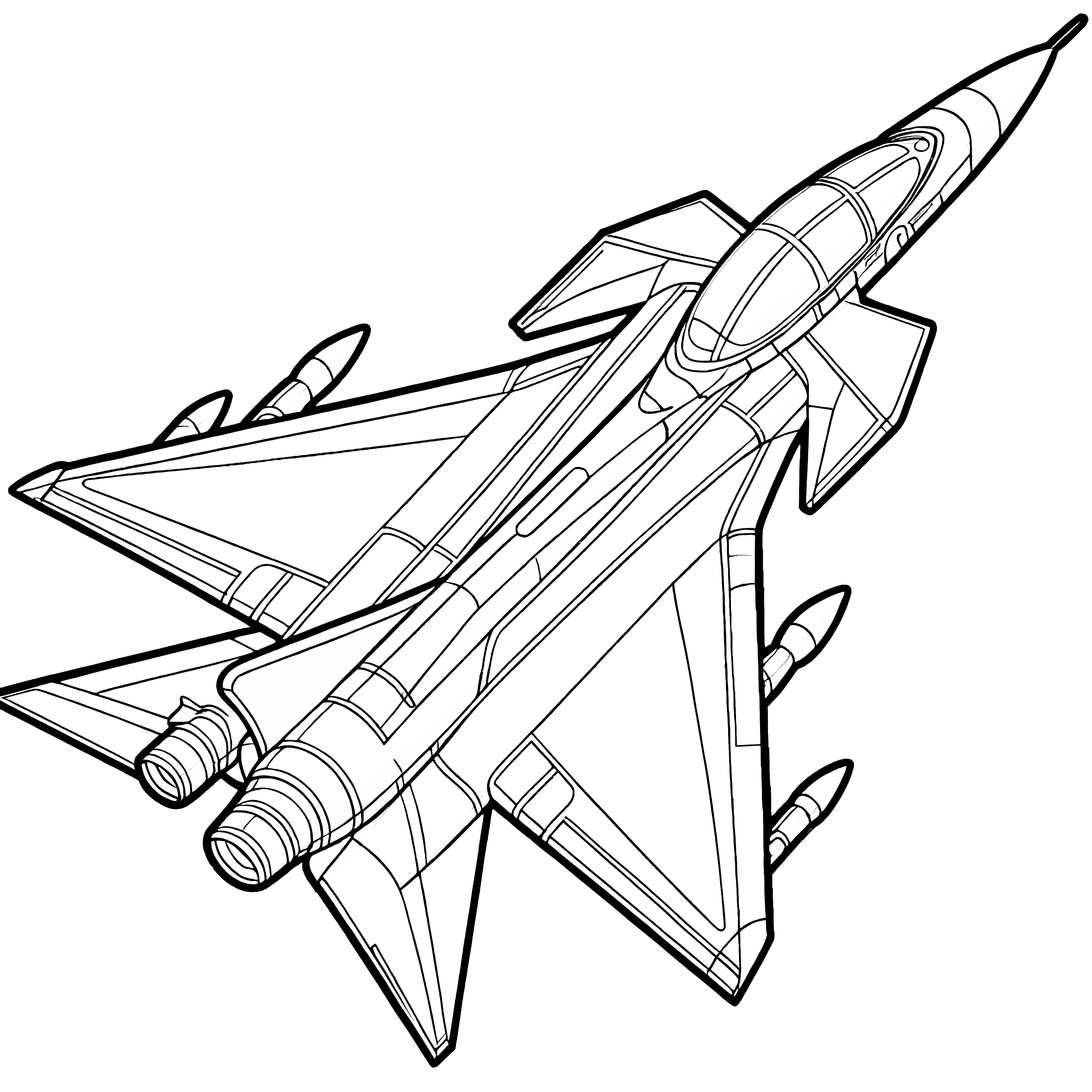 Avião de combate: página para colorir simples para descarregar (gratuito)