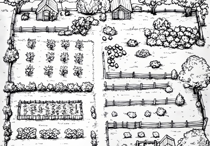 Farm-themed hidden object picture to color (free)