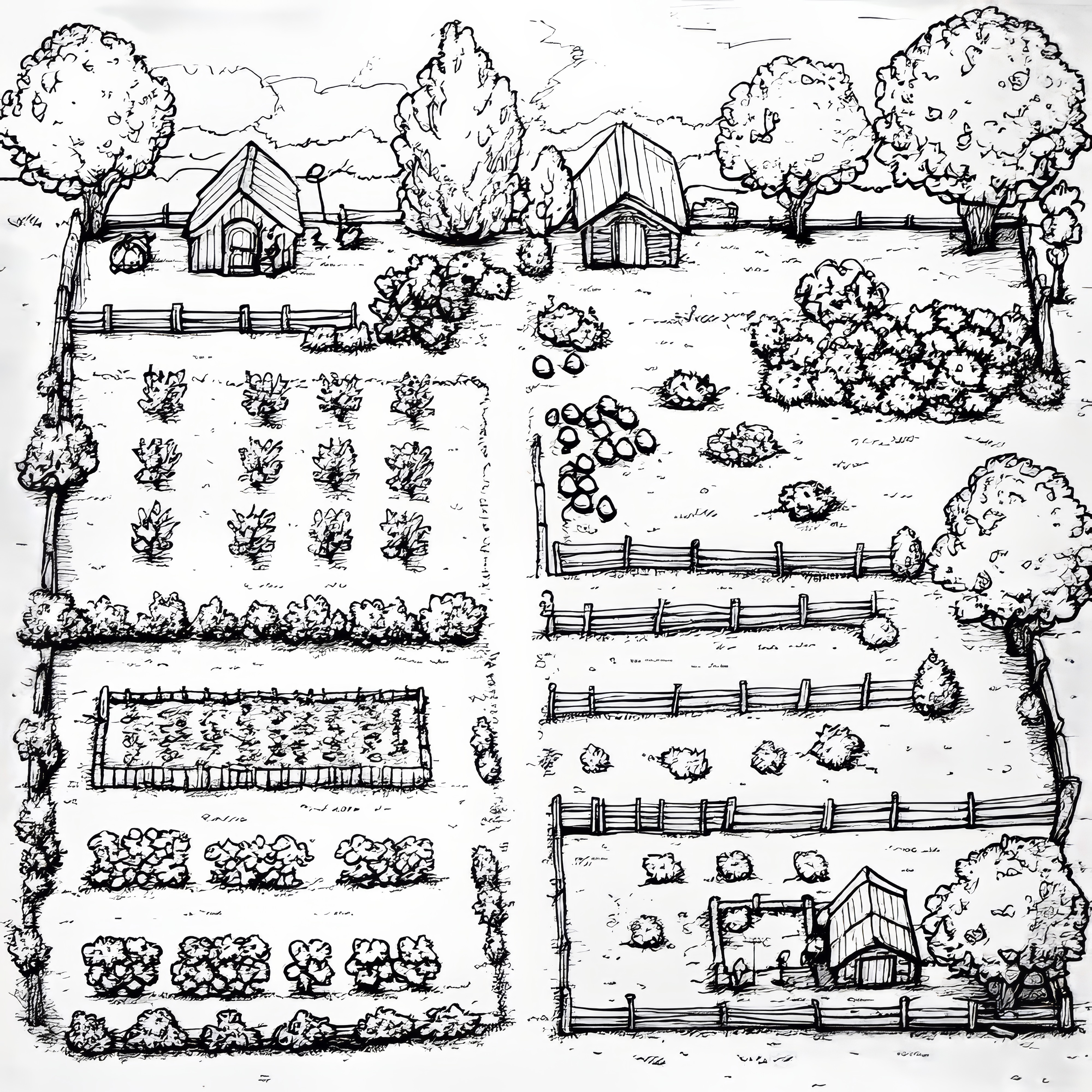 Farm-themed hidden object coloring page (Free)