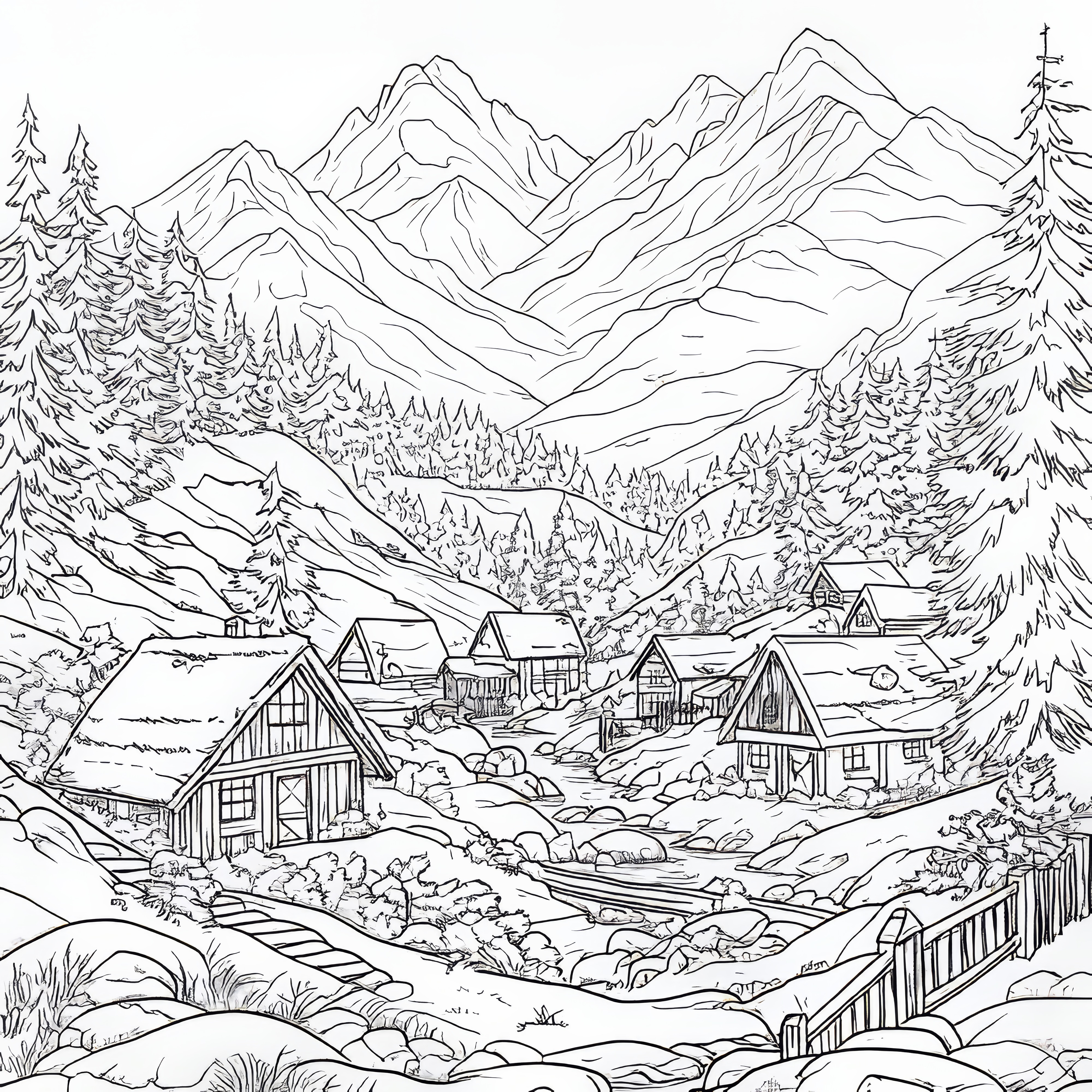 Paysage montagneux à colorier (gratuit)