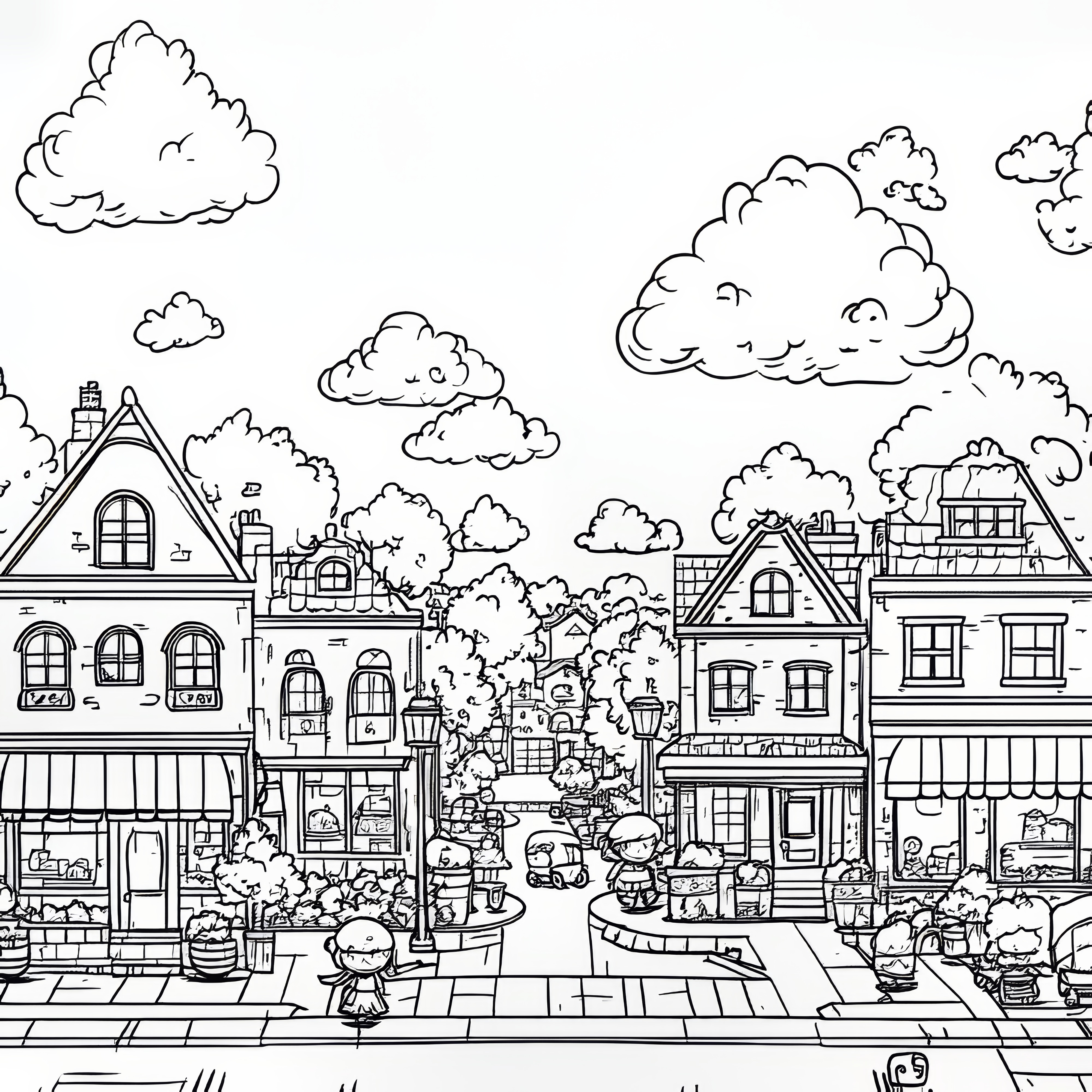 Houses in the city: Hidden picture for coloring (Free)