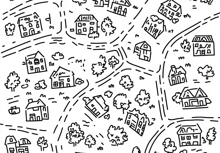 City map as a hidden object picture to color (Free)