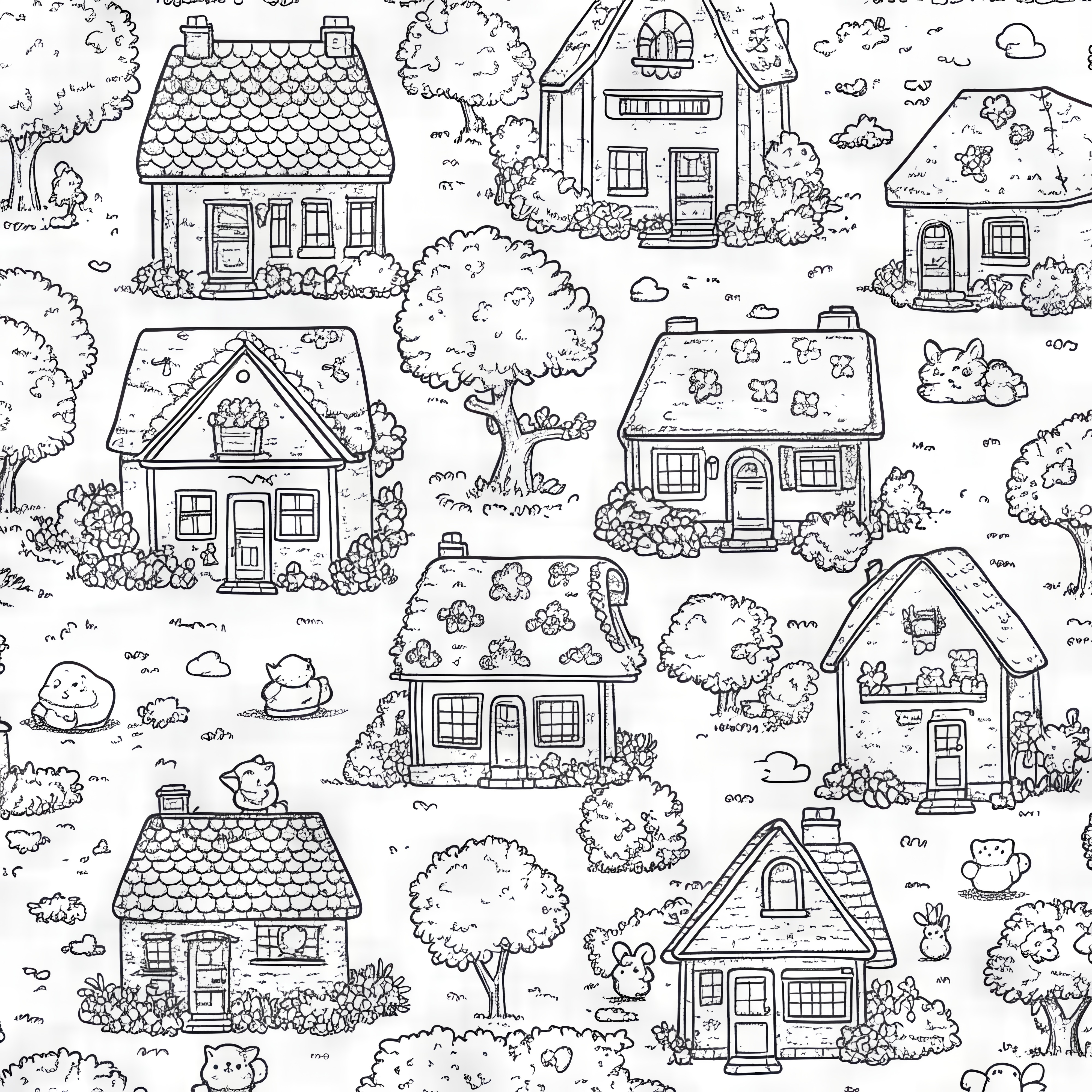 Various houses: Hidden object picture for free coloring