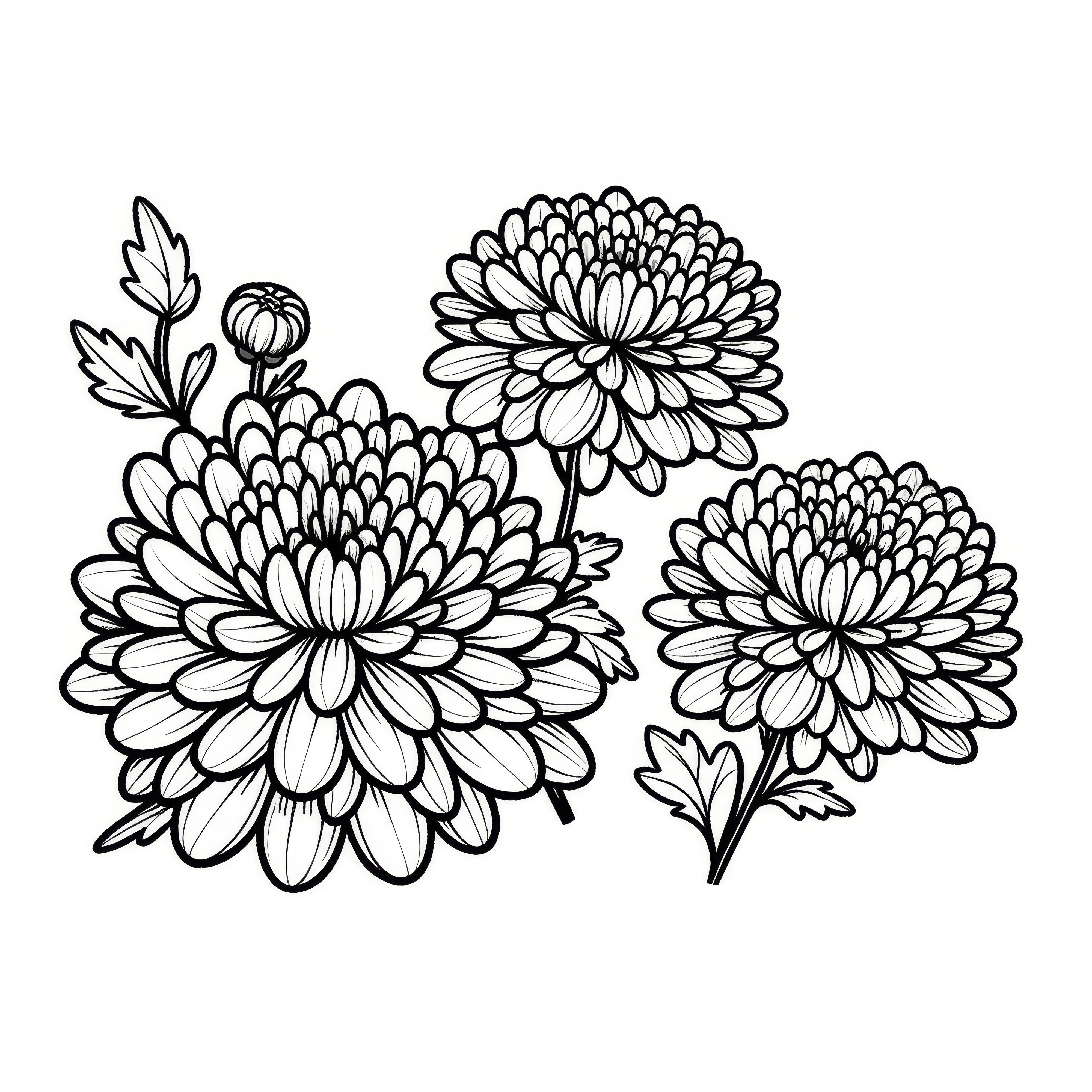 Chrysanthemum blossoms: Free coloring picture