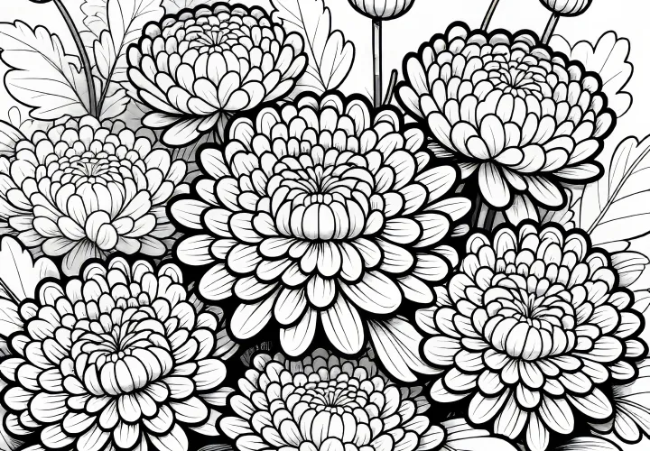 Chrysanthemum flowers: Free coloring page