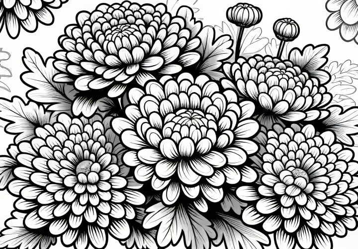 Chrysanthemen Blumen Malvorlage (Gratis)