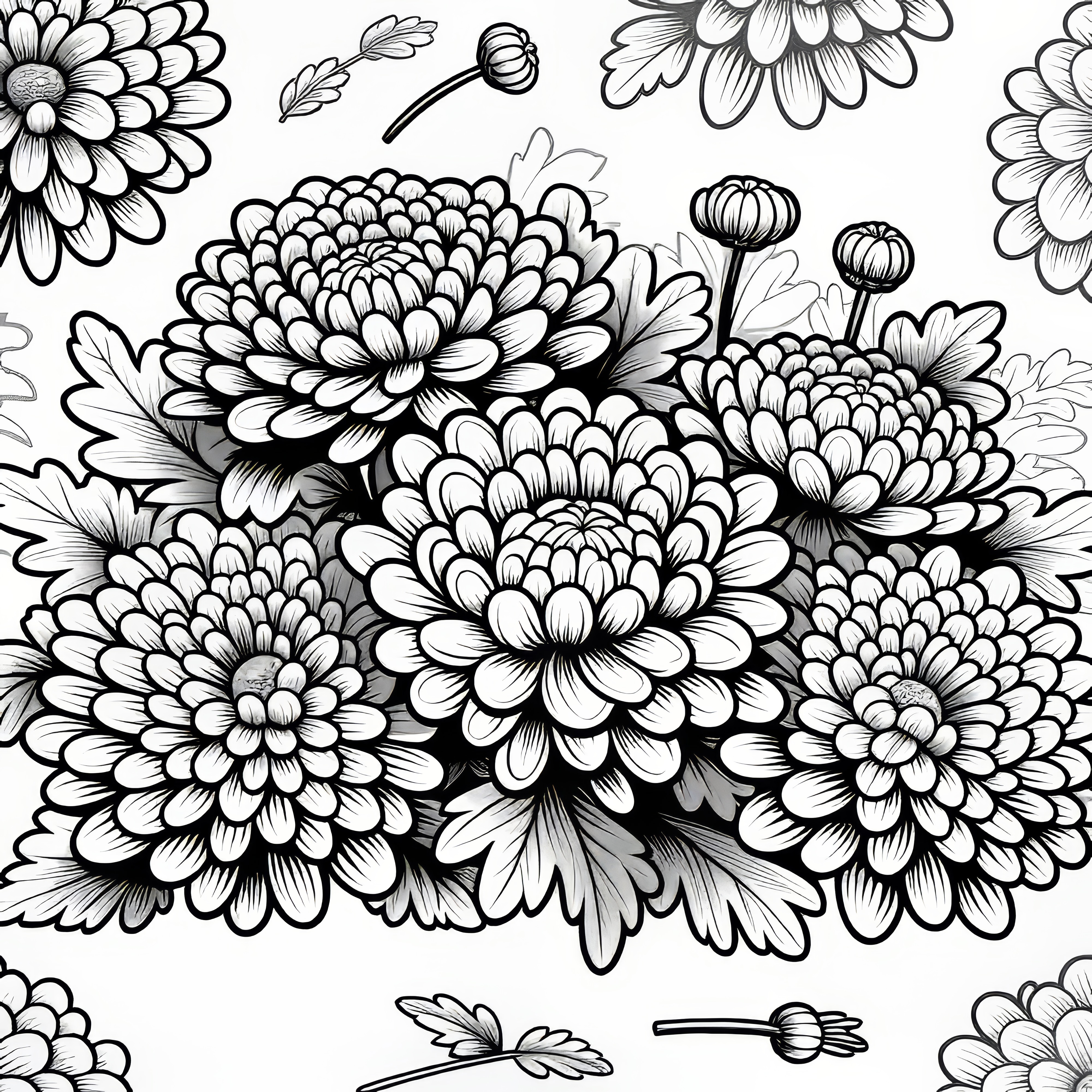 Chrysanthemen Blumen Malvorlage (Gratis)