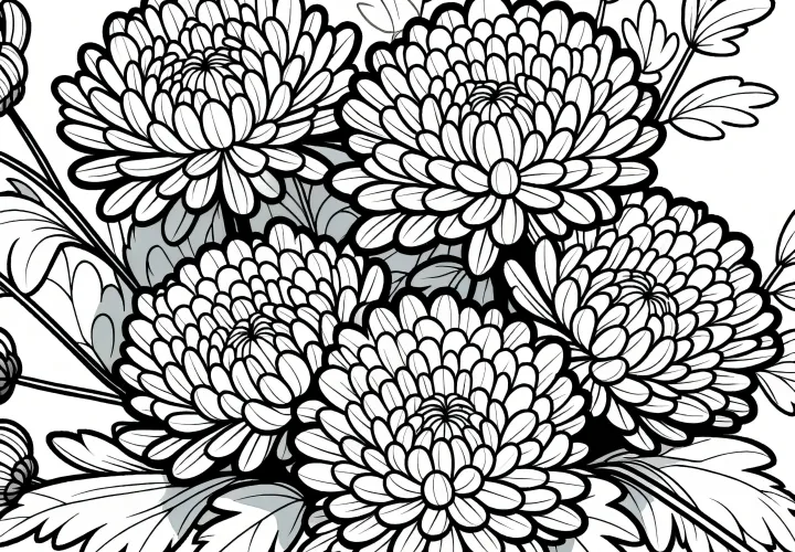 Beautiful chrysanthemum flowers to color (for free)