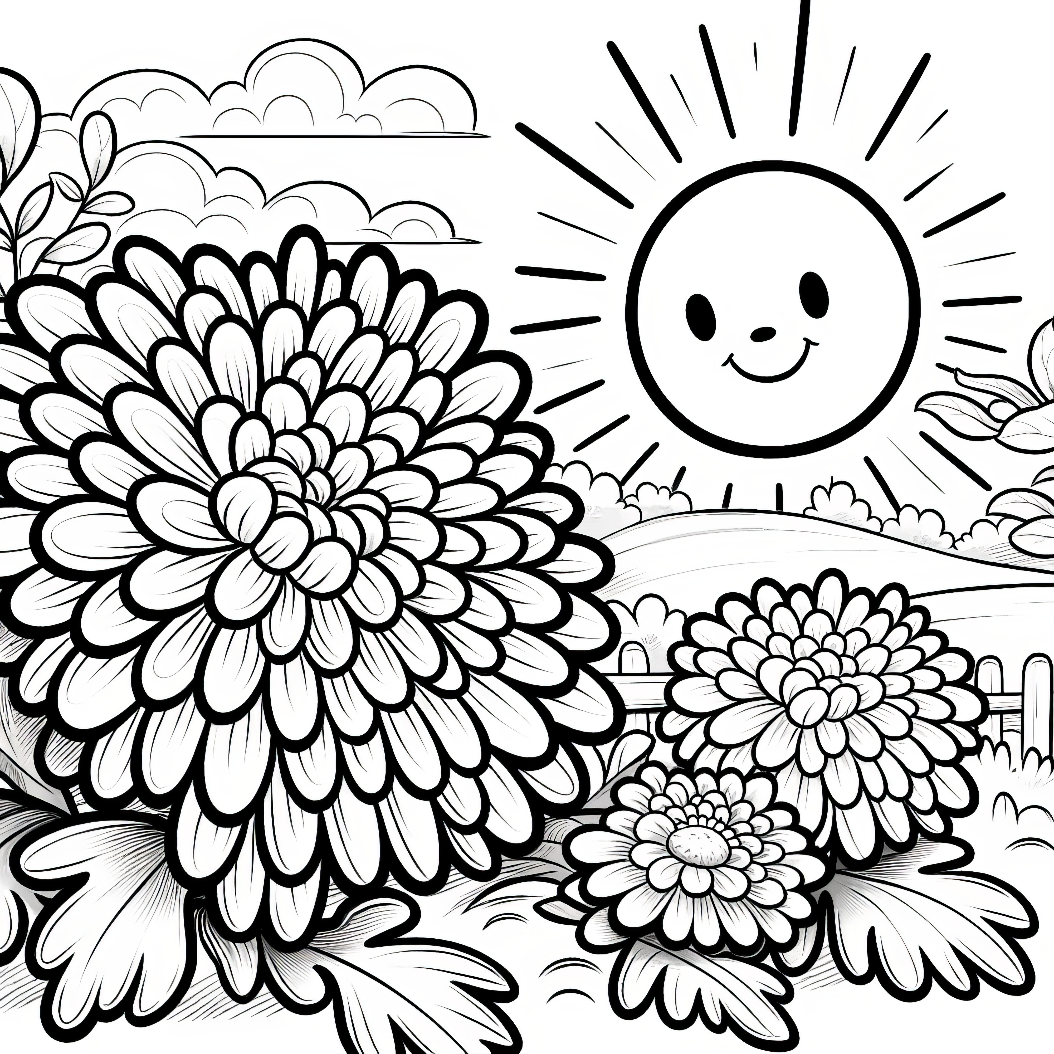 Chrysanthemum with large blossom for coloring (Free)