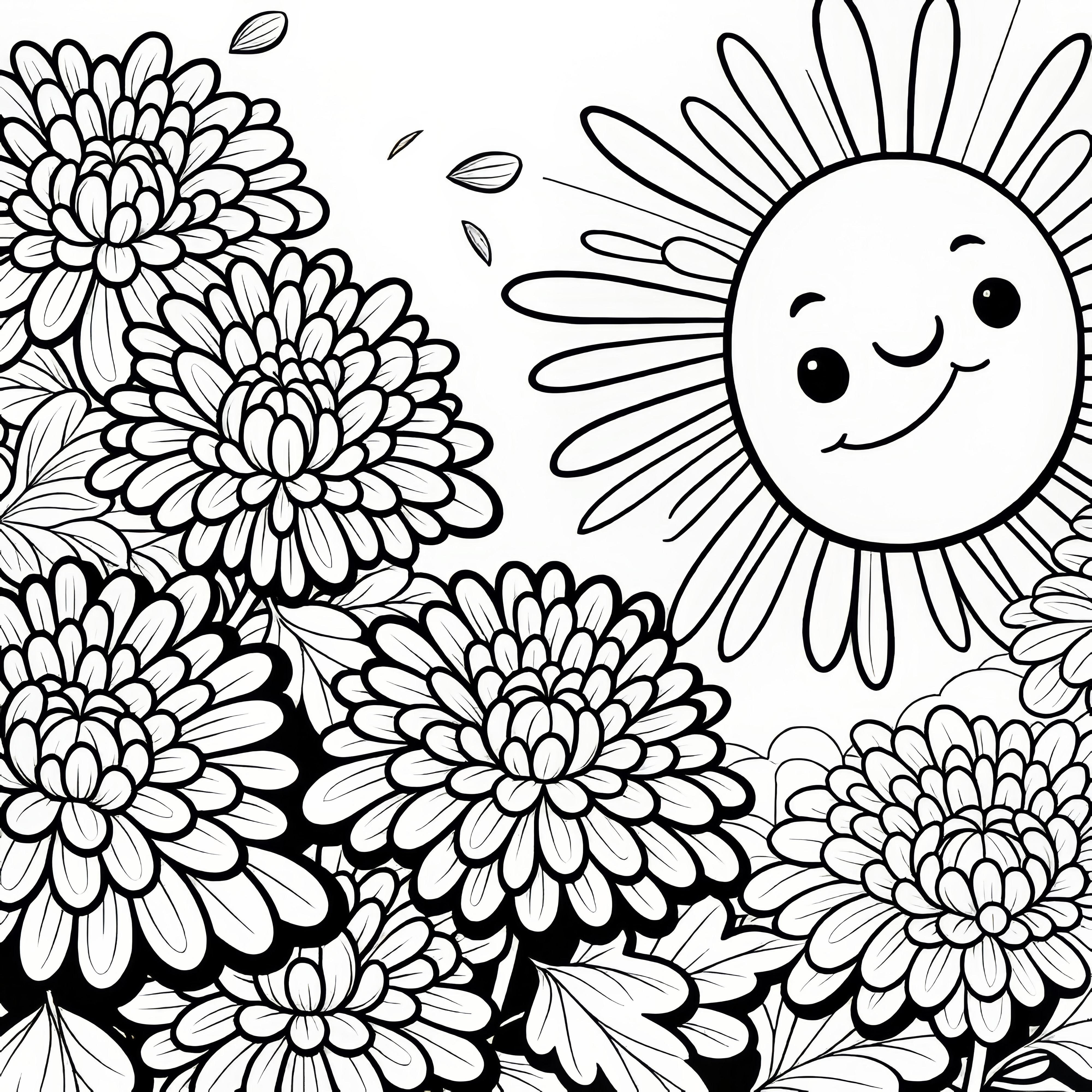 Beautiful chrysanthemum flower coloring pages: Free coloring sheet